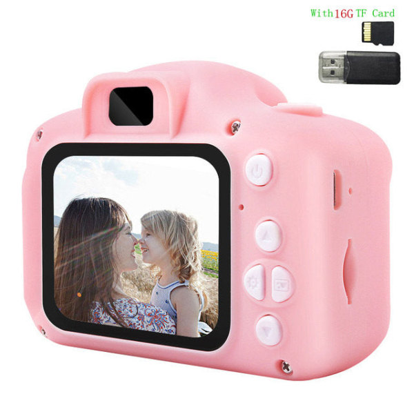 Leke Kamera Foto Digital Bursdagsgave for Gutter og Jenter Pink 32G card