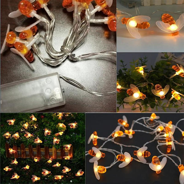10 20 40 LED Ljusslinga Batteridriven Honungsbi Form DIY Dekorativa Ljusslingor Hemfest Juldekoration Like the picture 1.5M 10LEDs