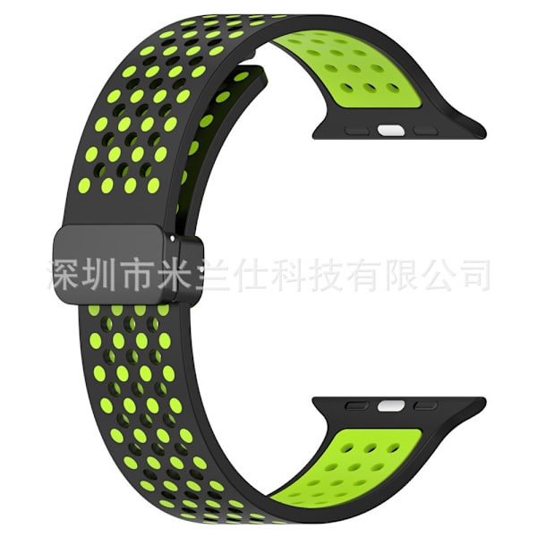 Kellon ranneke Apple Watch iWatch 42/44/45/46/49mm Musta Lime