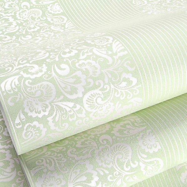 Moderne Simpelt Soveværelse 3D Stereo Stue Hvide Lodrette Striber Non-woven Tapet Europæisk TV Baggrund Tapet lysegrøn light green