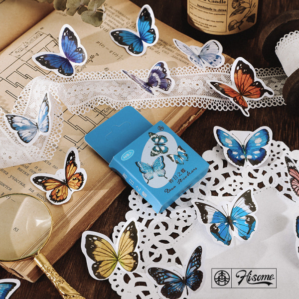 46 st Kawaii Paper Sticker Set Planet Kaffe Blomma Blad Fjärilssvamp Dekorativa klistermärken för Srapbooking Album Planner A