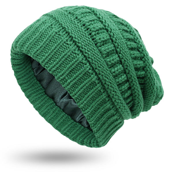 Høst og Vinter Ins Ny Hatt Dame Beskyttende Frisyre Varm Ull Strikket Sateng Hatt 9 Farger #5 wine red Average size