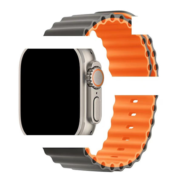 Kellon ranneke Apple Watch iWatch 38/40/41mm harmaa oranssilla