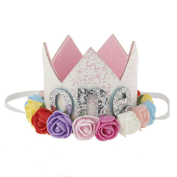 Söpöt Glitter 1/2/3 Poika Tyttö Syntymäpäiväjuhlahatut Prinsessakruunuhatut Vauvakutsut Syntymäpäiväkakkuhatut Valokuvarekvisiitta Lasten Juhlakoristeet Pink gold 2 10.5x7CM