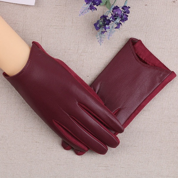 Mockaläder Dam Mode Vinterhandskar Förtjockad Pekskärm Enfärgad Handske Varma Körhandskar Helfinger Vantar Dark Brown