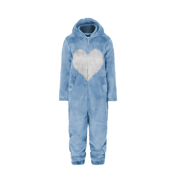 Kvinnor Vår Höst Hooded Jumpsuit Print Kappa Varm Casual Romper Dam Hem Dragkedja Pyjamas Blue XL