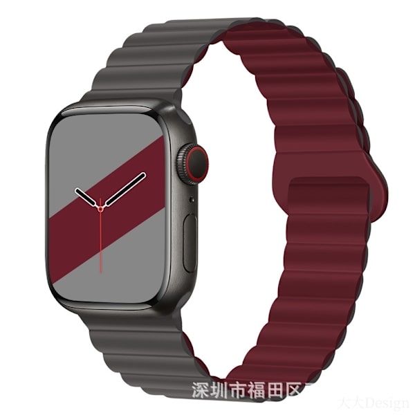 Kellon ranneke Apple Watch iWatch 38/40/41mm:lle, suosittu väri harmaa viininpunaisella