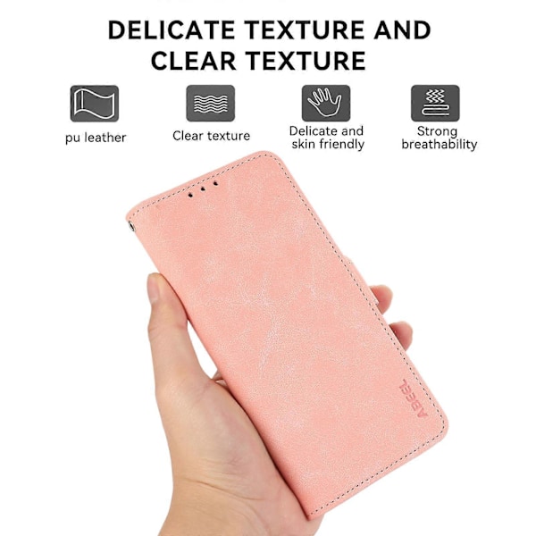 ABEEL Frostat Magnetiskt RFID Läder Telefonfodral Pink For Motorola Edge 60 Fusion