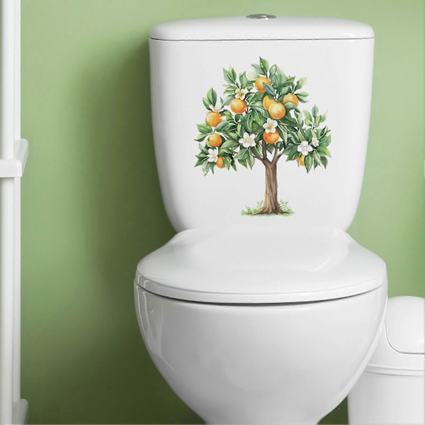 Appelsiinipuun Kukka WC-tarra Irrotettava Itseliimautuva Vedenpitävä PVC Olohuoneen Kylpyhuoneen Seinätaide WC-kannen Koriste Tarra Jikaix