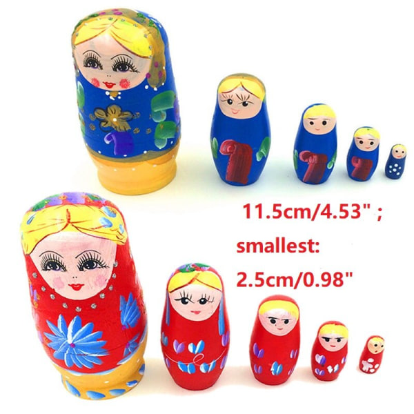 Ryska häckande dockor Trä Matryoshka leksaker för barn Barn Jul Hem Rum Dekoration Halloween önskepresent Random 2 Pcs