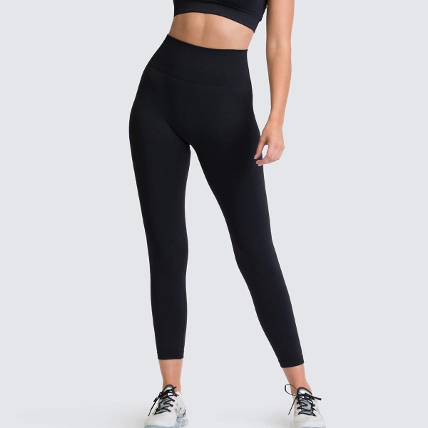 Sömlös Enfärgad Andningsbar Snabbtorkande Fitness Hög midja Persika Höfthöjning Skinny Stretch Hip Lift Yogabyxor för kvinnor 6095 pants-dark green M