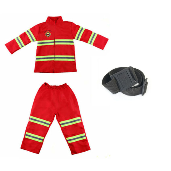 Halloween Firefighter Cosplay kostym för barn Pojkar Flickor Karnevalsfest Sam Fireman Uniform Carnival Leksaker Outfits Arbetskläder Set2 150cm height