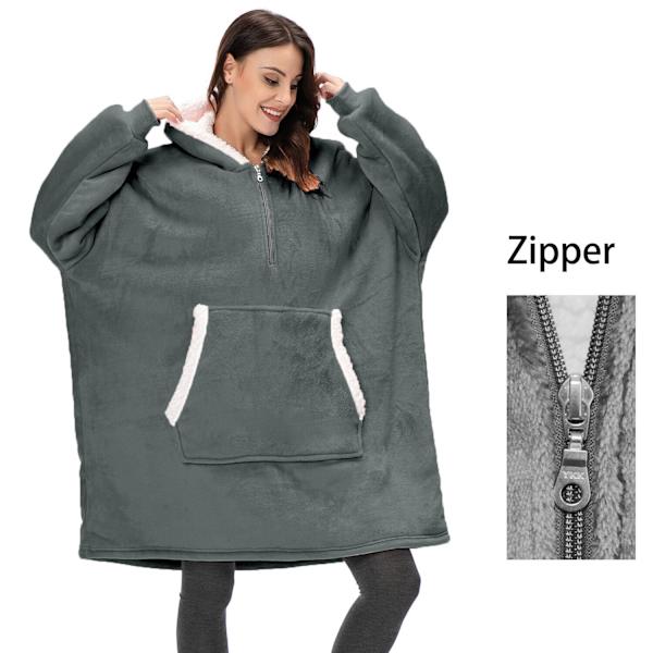 Dame Tæppe Sweatshirt Kåbe Vinter Hættetrøjer Udendørs Hættefrakker Varm Komfort Badekåbe Jule Fleece Tæppe Sudadera Mujer hmy623gray One Size