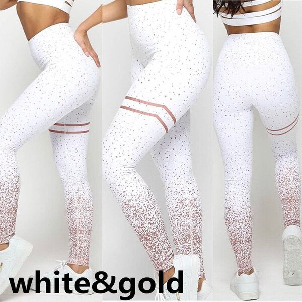 Joogahousut Naiset Korkea Vyötärö Tregginsit Push Up Kuntosalitrikoot Juoksu Fitness Urheiluhousut Muodikkaat tyttöjen leggingsit white-gold XL