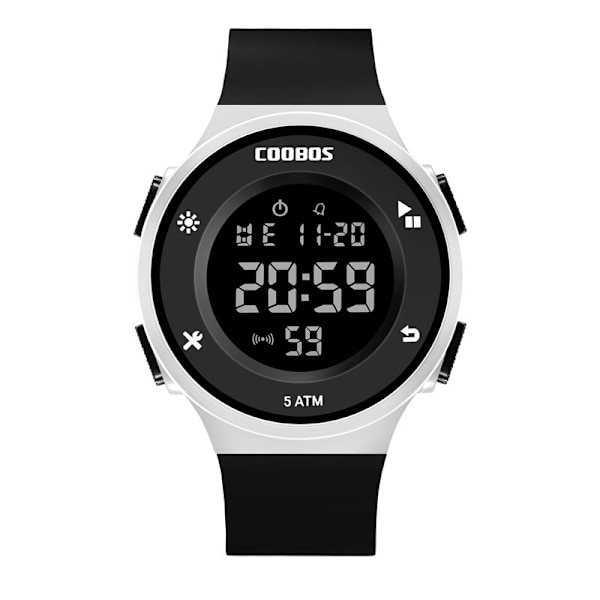 50 M Simning Vattentät Student Sport Elektronisk Klocka Vattentät LED Ljusande Enkelhet Par Klocka 0991 black and white