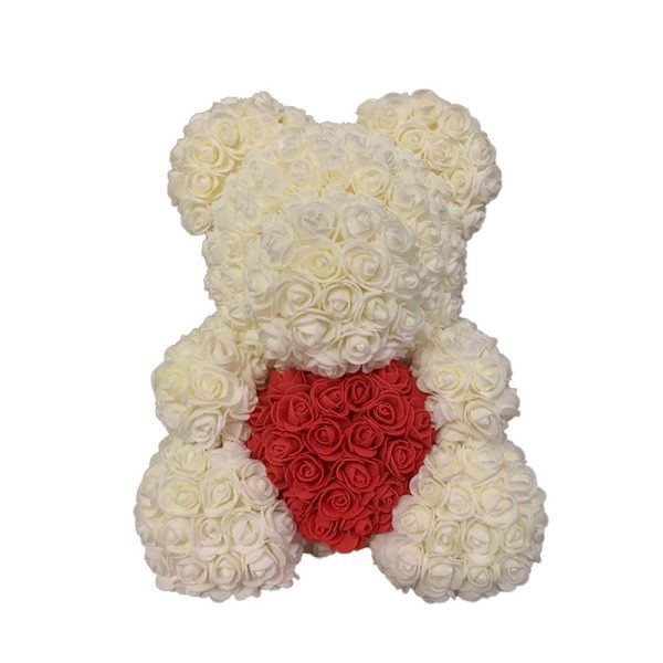 40cm Rosbjörn Hjärta Konstgjord Blomma Ros Nallebjörn För Kvinnor Alla Hjärtans Dag Bröllop Födelsedag Julklapp RED WHITE WITH BOX 25CM