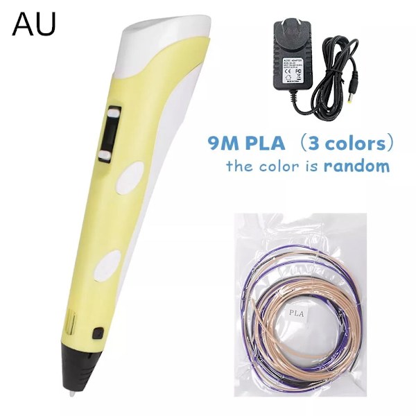 3D-utskriftspenna DIY Ritpenna med LCD-display 3D-penna med 20 färger 100 meter PLA-filament Julklapp Födelsedagspresent till barn Bule--9M PLA