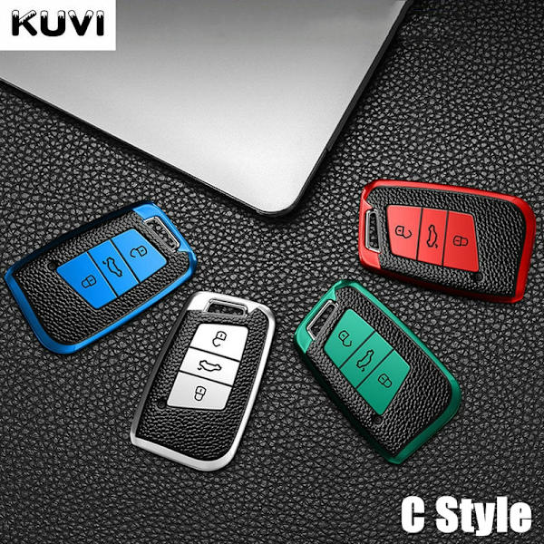 Tarjous Nahka TPU Auton Avaimen Kotelo Suojus Avaimenperä Polo Tiguan Passat Golf MK Jetta Skoda Kodiaq Superb Octavia Seat C Style silver