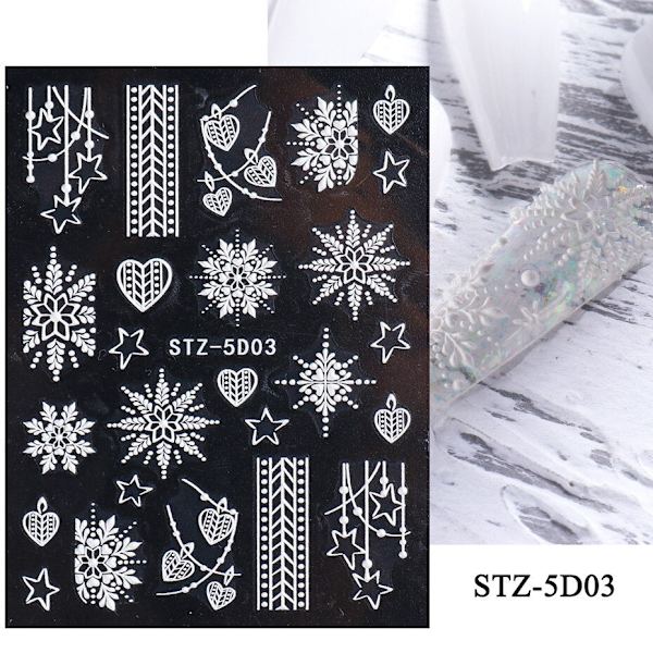 5D Halloween Nageldekaler Spindelväv Skräckögon Ansikte Pumpa Nageldekaler Präglade Designer Sliders Folier Manikyr TRSTZ-5D STZ-5D03