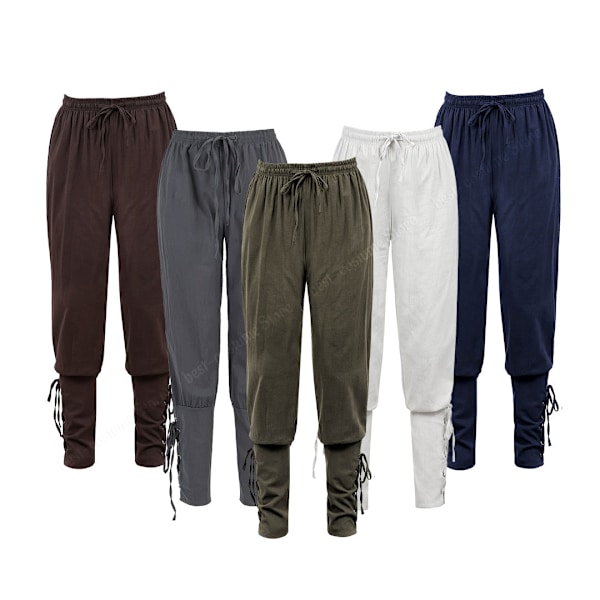 Merirosvohousut miehille Renaissance keskiaikainen viikinki asu kiristysnyörilliset shortsit Halloween aikuisten cosplay Army Green XS