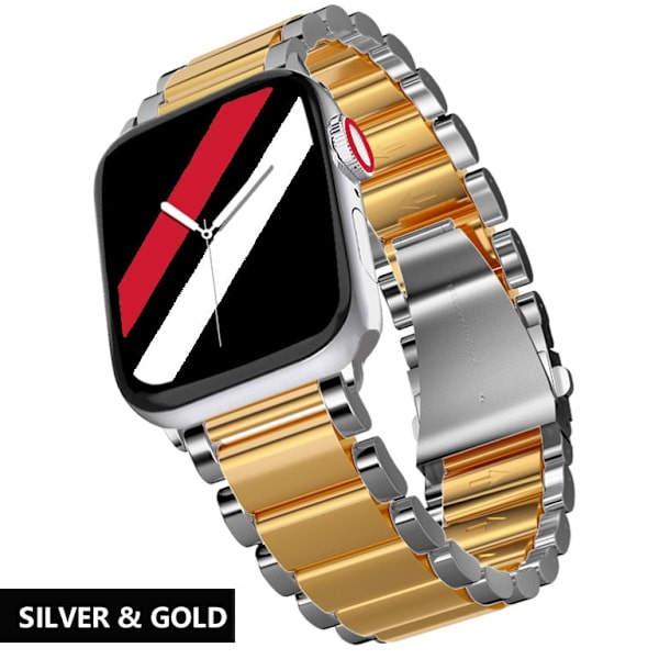 Armband för Apple Watch 6 5 4 3 2 1 42mm 38mm 40MM 44MM Metall Rostfritt Stål Klockarmband Armband Rem för iWatch Series Tillbehör Silver Rose Gold 38MM-40MM