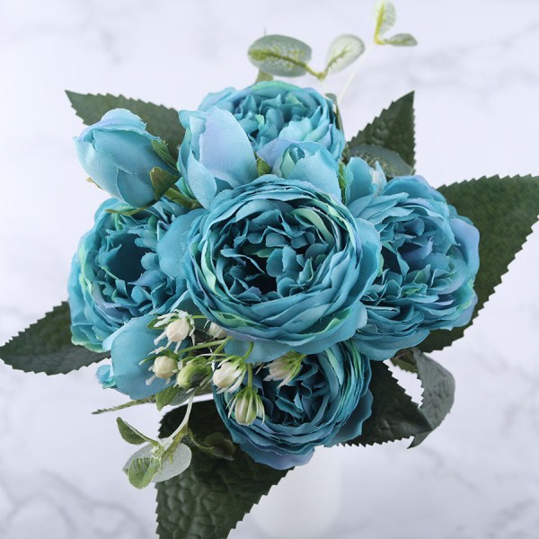 30cm ruusunpunainen silkki pionin keinotekoiset kukat kodin häiden sisätilojen koristeluun Blue
