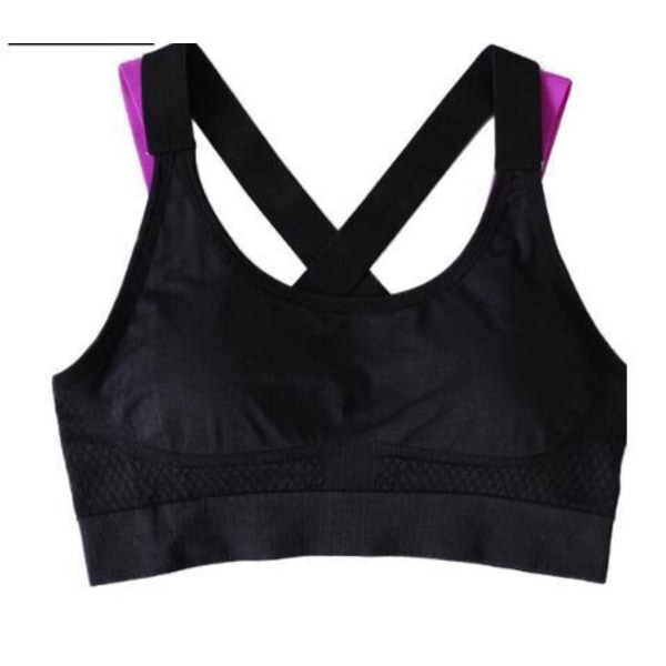 Yoga BH Full Cup Andningsbar Topp Stötsäker Korsrygg Tränings BH För Kvinnor black(with pad) M