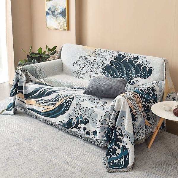 Textile City Japansk Simpel Stil Bølge Hjem Klud Sofa Tæppe Støvdække Jumbo Størrelse Dobbelt Sofa Pude Camping Picnic Klud sea wave 130x180