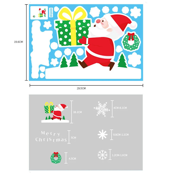 Jul Glasdekaler Heminredning Ornament Jul Snöflinga Jultomte Dörr Butiksfönster Dekal Nyår Juldekoration 17
