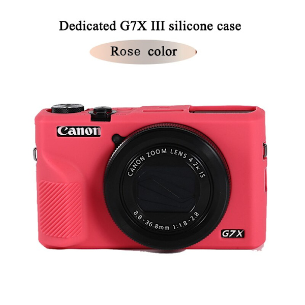 Snygg kameraväska för Canon G7XII G7X II G7X mark 3 G7X III G5X II Silikonfodral Gummi Kameraskydd Skyddande Skal G7X III Rose color1