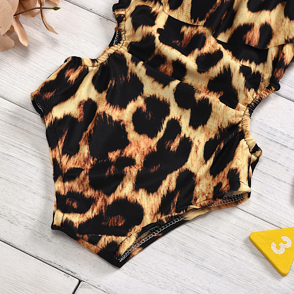 Baddräkt Flickors Sommar En-del Triangel Baddräkt leopard print 100cm