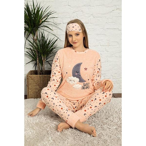 Dam Säsongsbetonad Bomullskammad Pyjamas Set med Ärm - Vinterpyjamas - Mjuka och Bekväma Dammpyjamas Gray XL
