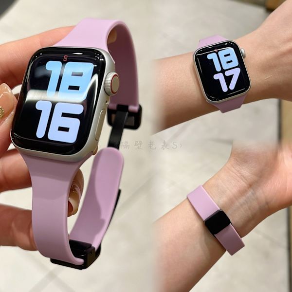 Kellon ranneke Apple Watch iWatch 42mm /2/3 sukupolvelle laventeli violetti ohut silikoni magneettisolki