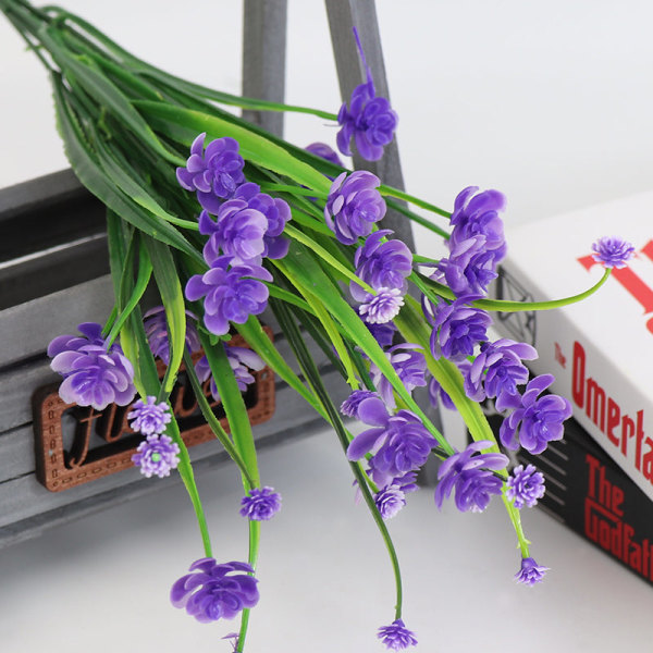 Kunstige Blomster Simulation Buket af Blomster Udendørs Buske Uvandet Plante Hængende Blomsterpotter Hjemmefest Have Veranda Vindue HQ-4-yellow