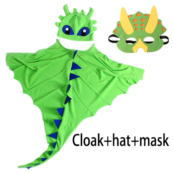 Dragekappe med Hat Tandløs Drage Kostume Kappe Cosplay Fest Halloween Julekostumer Karneval Dinosaur Kappe Red One Size