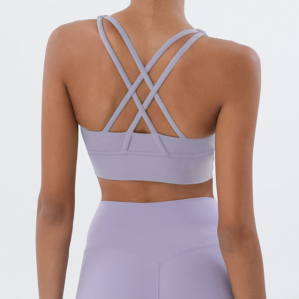Yoga Sport-BH för Kvinnor Nylon Topp Andningsbara Underkläder White M