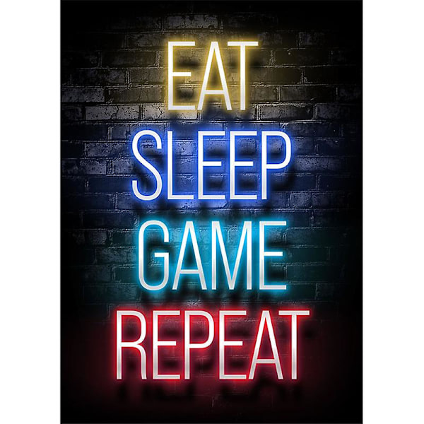 Sleep Game Repeat Väggkonst Affischtryck Canvas Målning Bild För Barn Pojkrum Dekorativt Lekrum AC359-11 30X45cm Oramad AC359-11 30X45cm Unframed