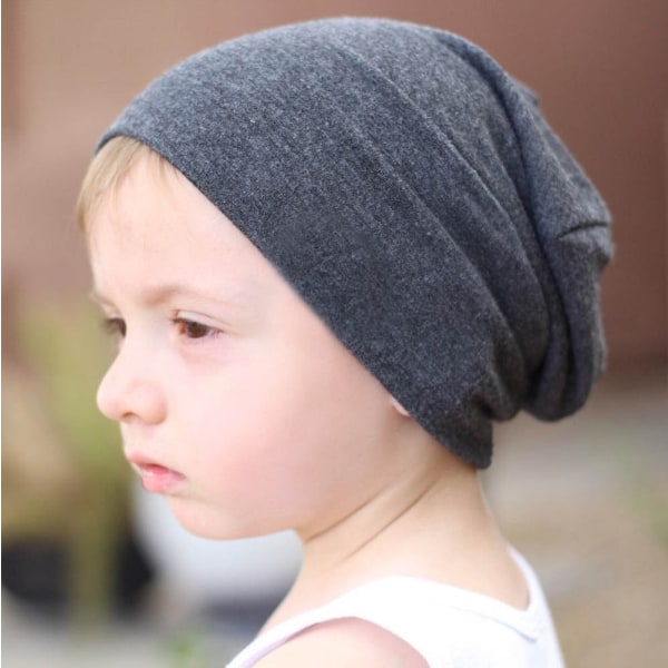 Bomull Allsidig Ermehette Løs Lue Barnas Casual Gutter og Jenter Høst og Vinter Lue Dark gray