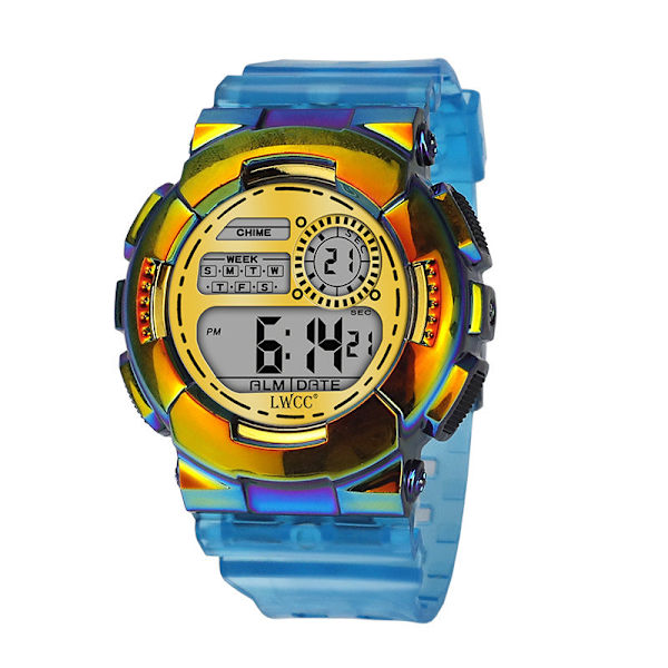 Transparent Gradient Farve Drenge og Piger Børns Elektroniske Ur Mode Sports Multifunktionsur Sapphire Blue