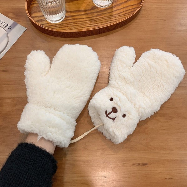 1 pari naisten tyttöjen pehmoiset söpöt karhun tassu lämpimät käsineet pehmeä anime cosplay pehmo joulujuhlatarvikkeet naisten lapaset Biege One Size