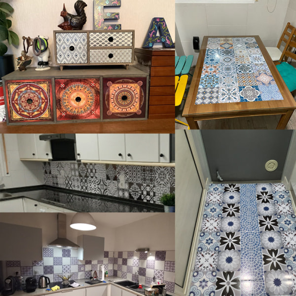 Mosaikkfliser i arabisk stil, klistremerker for stue, kjøkken, retro 3D vanntett veggmaleri, dekal, baderomsdekor, DIY selvklebende tapet 6 20x100cm
