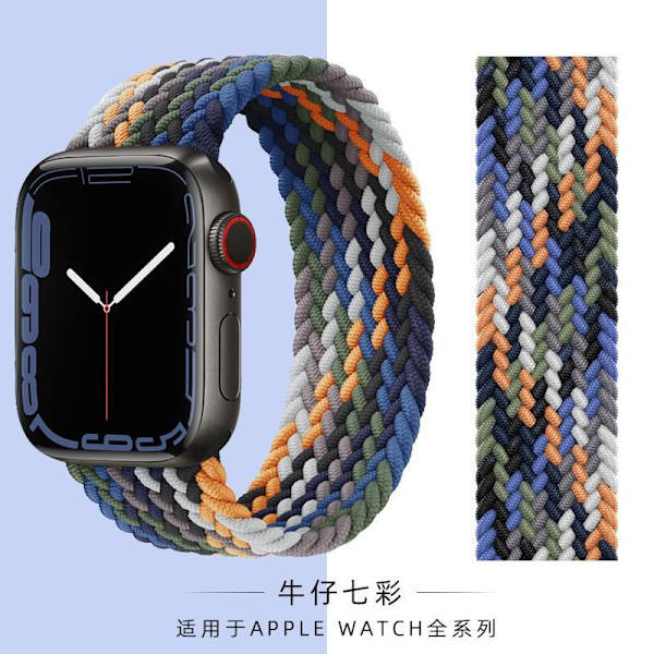 Klockarmband för Apple Watch iWatch 38/40/41MM XS kod 1-8:e generationen full serie universellt klockarmband Denim färgglatt