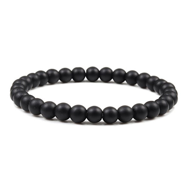 Buddha Sort Hvid Natursten Lava Perler Armbånd Mænd Kvinder Rosenkrans Armbånd Meditation Armringe Yoga Smykker Gave 8mm Bright Black