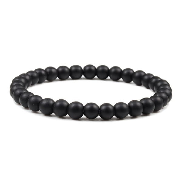 Buddha Svart Vit Natursten Rock Lava Beads Strand Armband Män Kvinnor Rosenkrans Armband Meditation Armband Yoga Smycken Present 6mm Bright Black