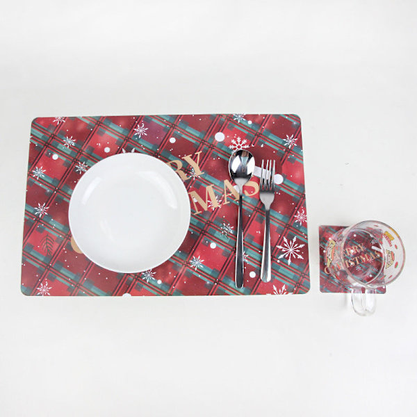 Juledekoration Kreativ Jul PVC Tryk Bordmåtte Kopmåtte Hver 6 Pakke 12 stk Christmas deer
