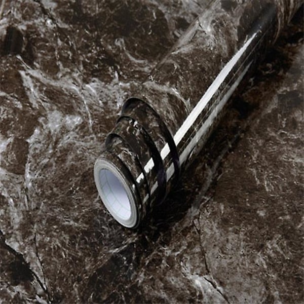 Selvklæbende, vandtæt og aftagelig vinyltapet marmor lys sort 40cm x 2m Marble Light Black 40cm x 2m