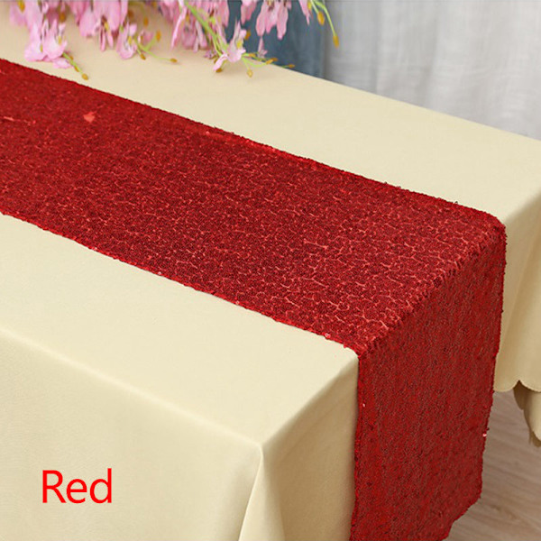 30x180cm Färgglad Paljettbordslöpare För Festduk Bröllop Bordsduk Bordsöverdrag Dekoration Bordslöpare Red