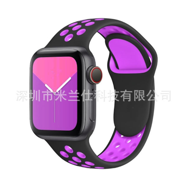 Kellon ranneke Apple Watch iWatch 38/40/41/42mm - S10 pidennetty koko ML koodi 14 musta violetilla