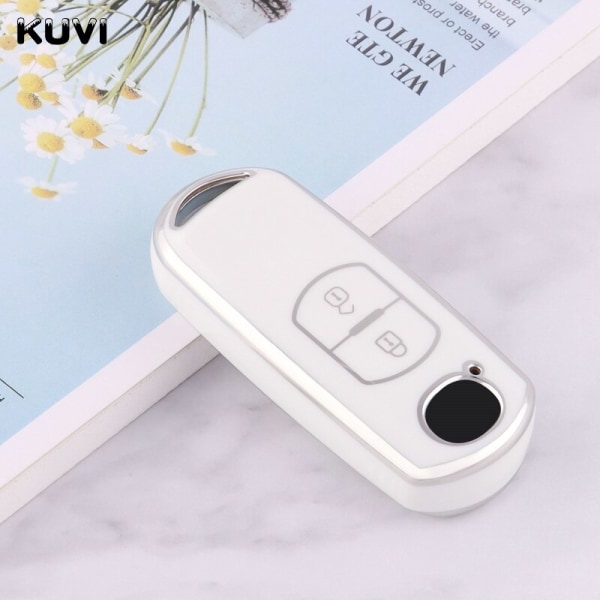 TPU Bil Fjärrnyckel Fodral Skydd För Mazda 2 3 6 Atenza Axela Demio CX-5 CX5 CX-3 CX7 CX-9 2015 2016 2017 2018 2019 2 button White