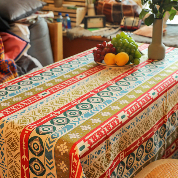 Bohemisk duk rektangulär cover Tyg Etnisk printed festduk Camping picknickkudde Bohemian No. 4 color 140 * 240cm (large dining table)